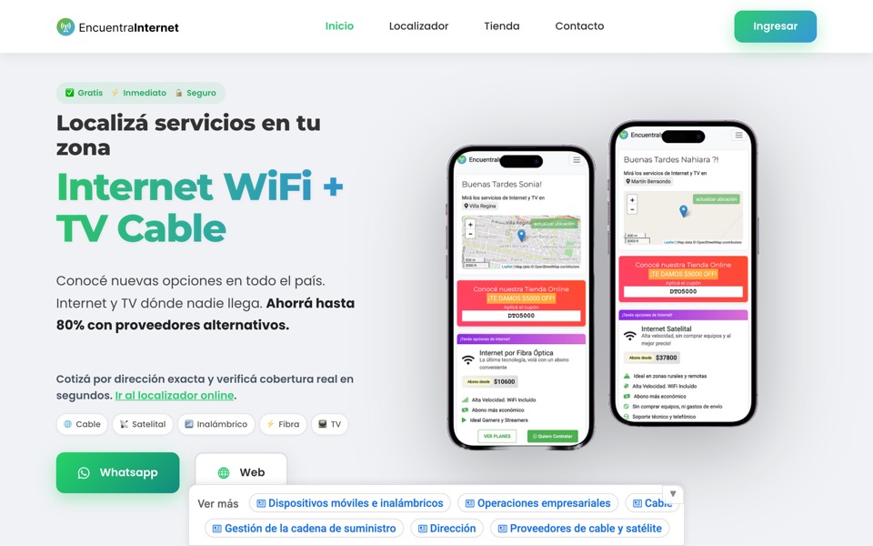 Home de EncuentraInternet AR, variante argentina del buscador de proveedores